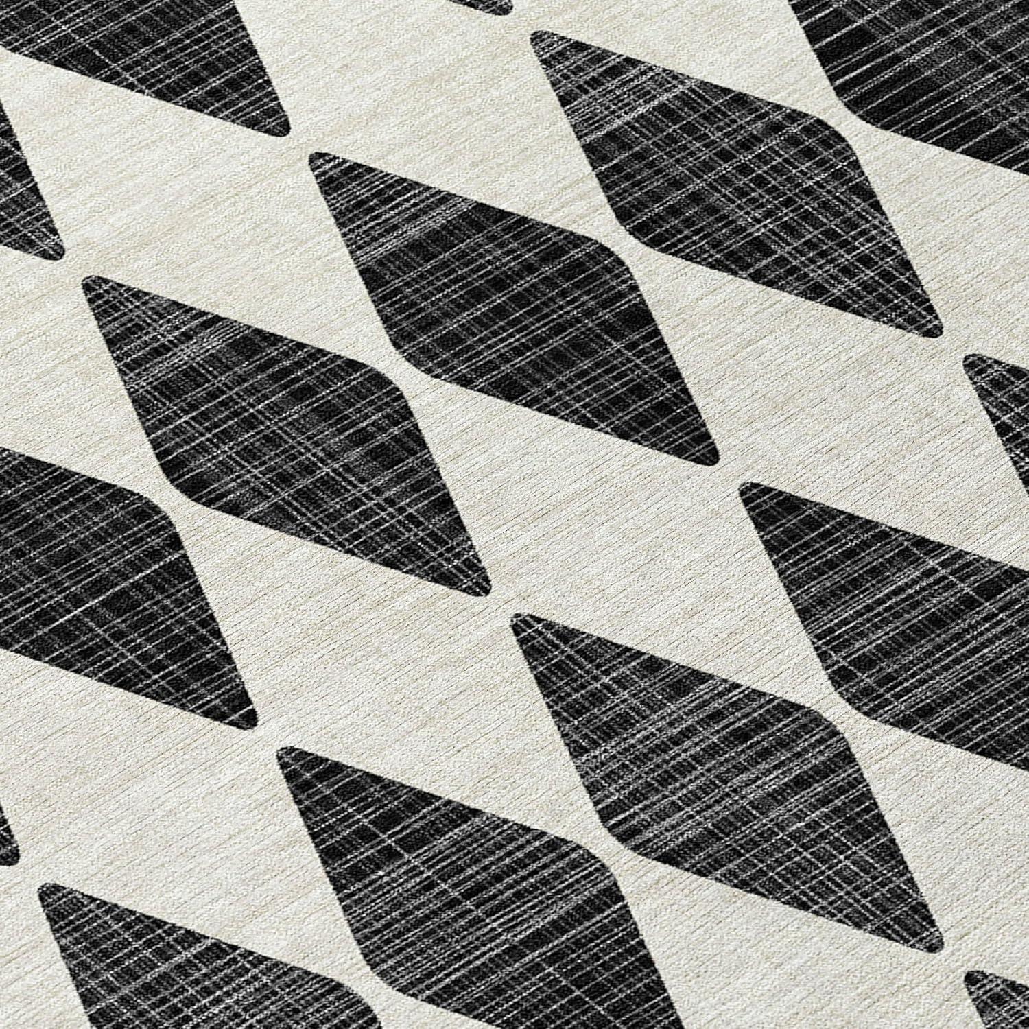 Black and White Synthetic Flat Woven Reversible Runner Rug