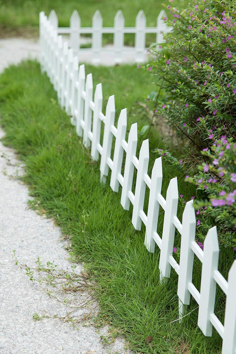 Gardenised Vinyl Wrought Iron- Look Garden Ornamental Edging, Lawn Picket Fence Landscape Panel Border, Flower Bed Barrier, One Piece