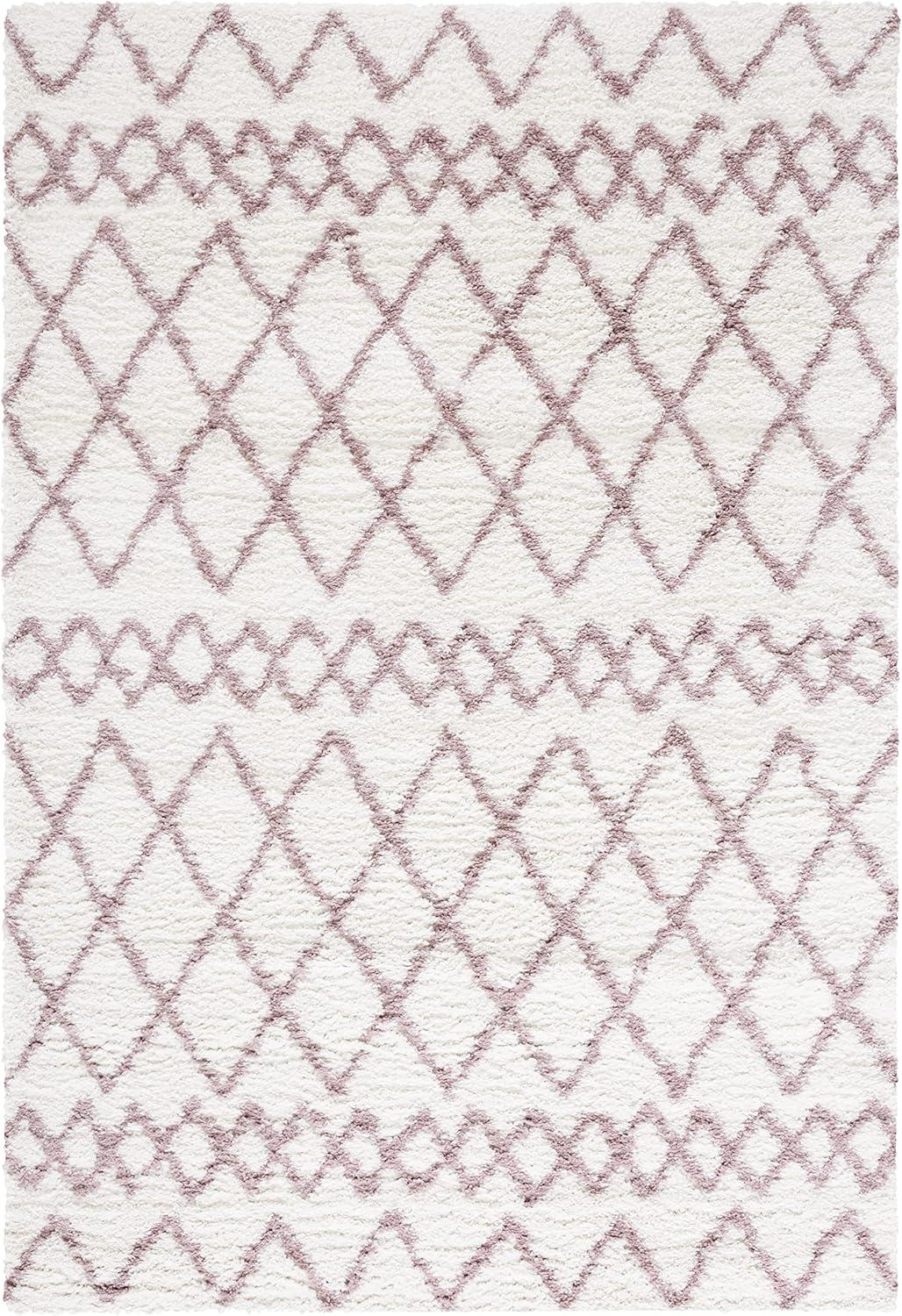 Berber Shag BER165 Power Loomed Indoor Area Rug - Ivory/Light Rose - 4'x6' - Safavieh