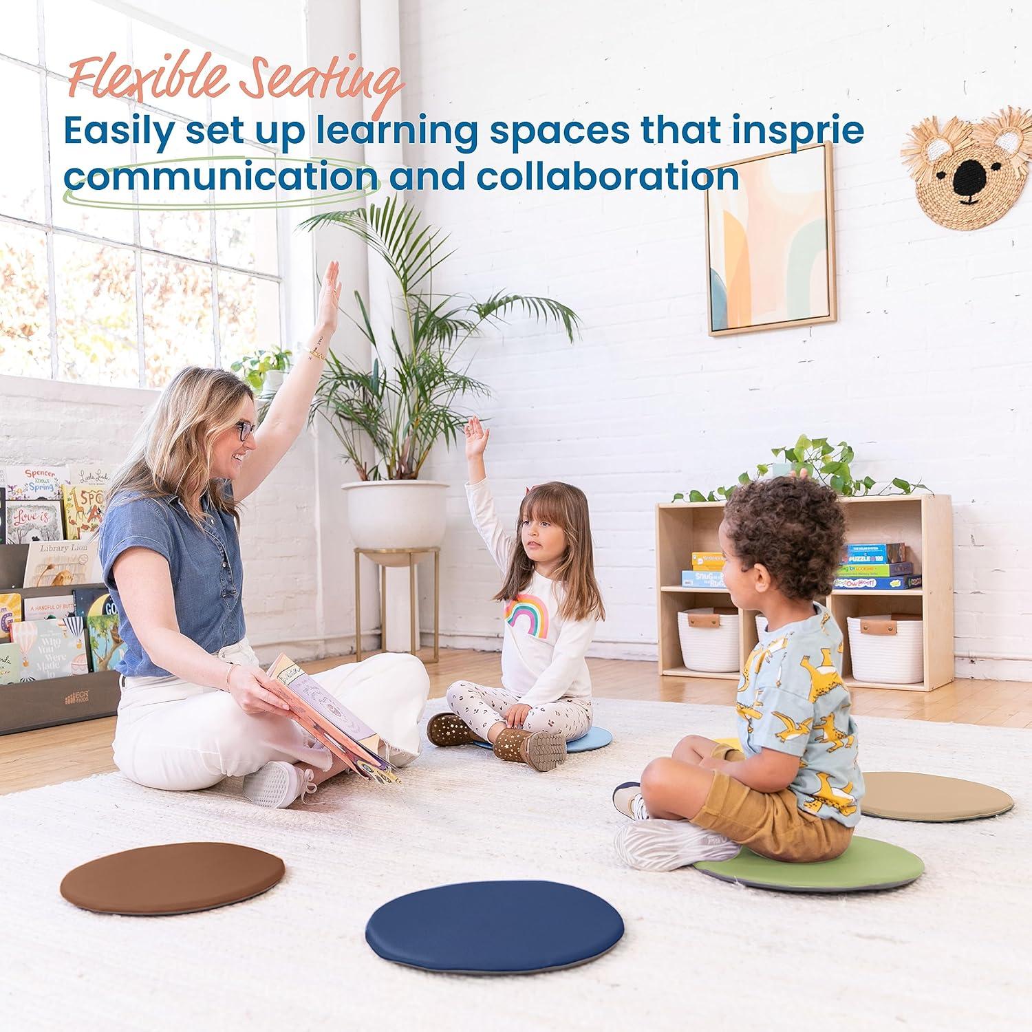 ECR4Kids ECR4Kids SoftZone Colorful Floor Pads, Round, Flexible Seating, 6-Piece