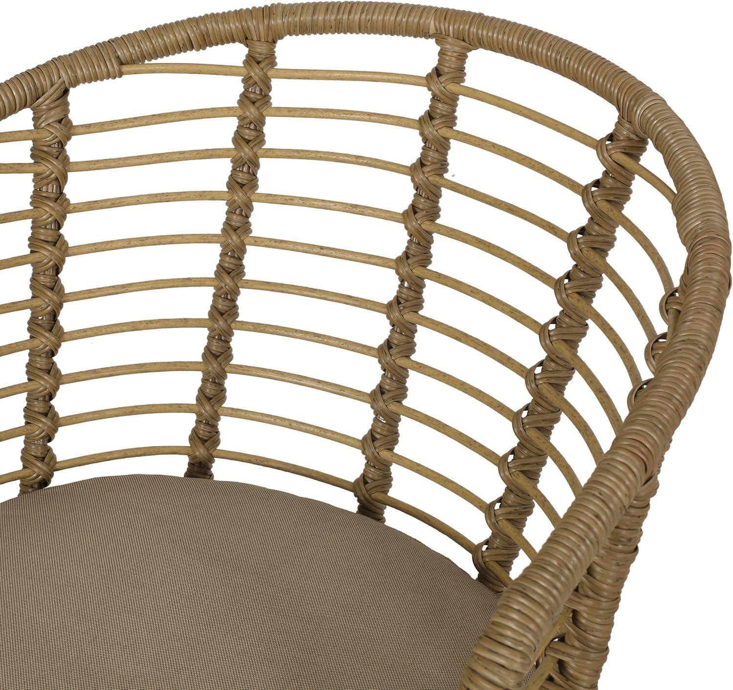 Randy 2pk Outdoor Wicker Chairs with Cushions - Light Brown/Beige - Christopher Knight Home: UV & Water-Resistant Patio Accent Armchairs