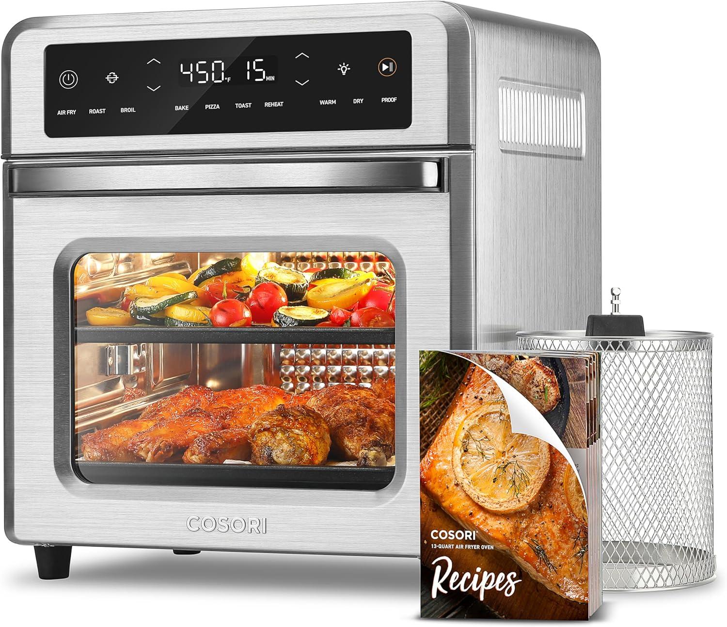 COSORI 13-Quart Stainless Steel Air Fryer Toaster Oven with Rotisserie