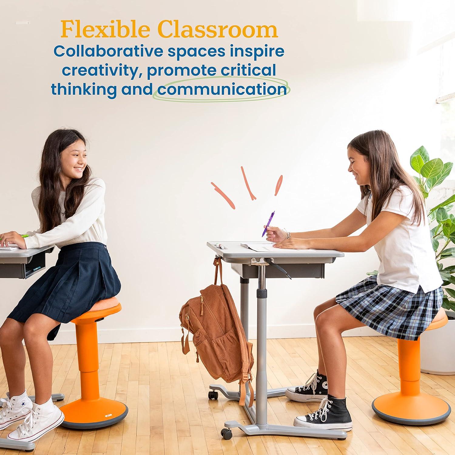 ECR4Kids ECR4Kids Sitwell Wobble Stool with Cushion, Adjustable Height, Active Seating