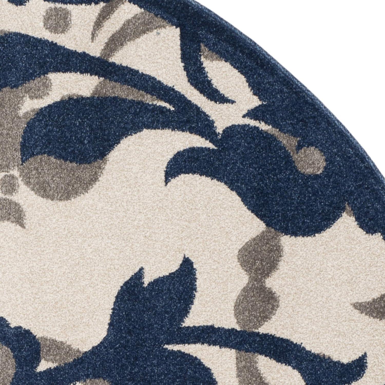 SAFAVIEH Amherst Collection Area Rug - 7' Round, Ivory & Light Grey, Floral Scroll Design, Non-Shedding & Easy Care, Ideal for High Traffic Areas in Living Room, Bedroom (AMT428E)