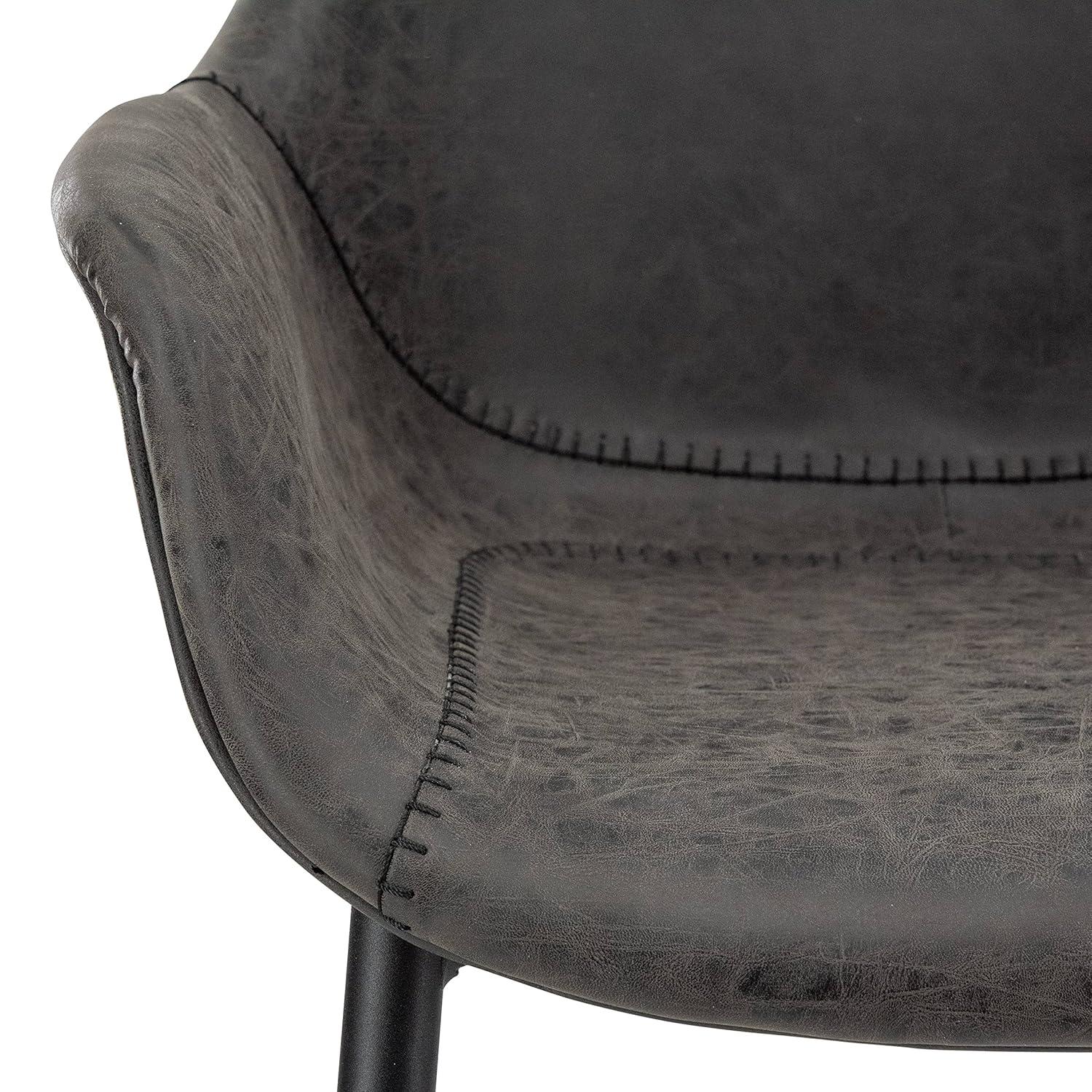 LeisureMod Markley Leather Dining Chair with Black Metal Legs Upholstered Seat Modern Design Perfect for Kitchen Dining Room Office or Lounge Seating