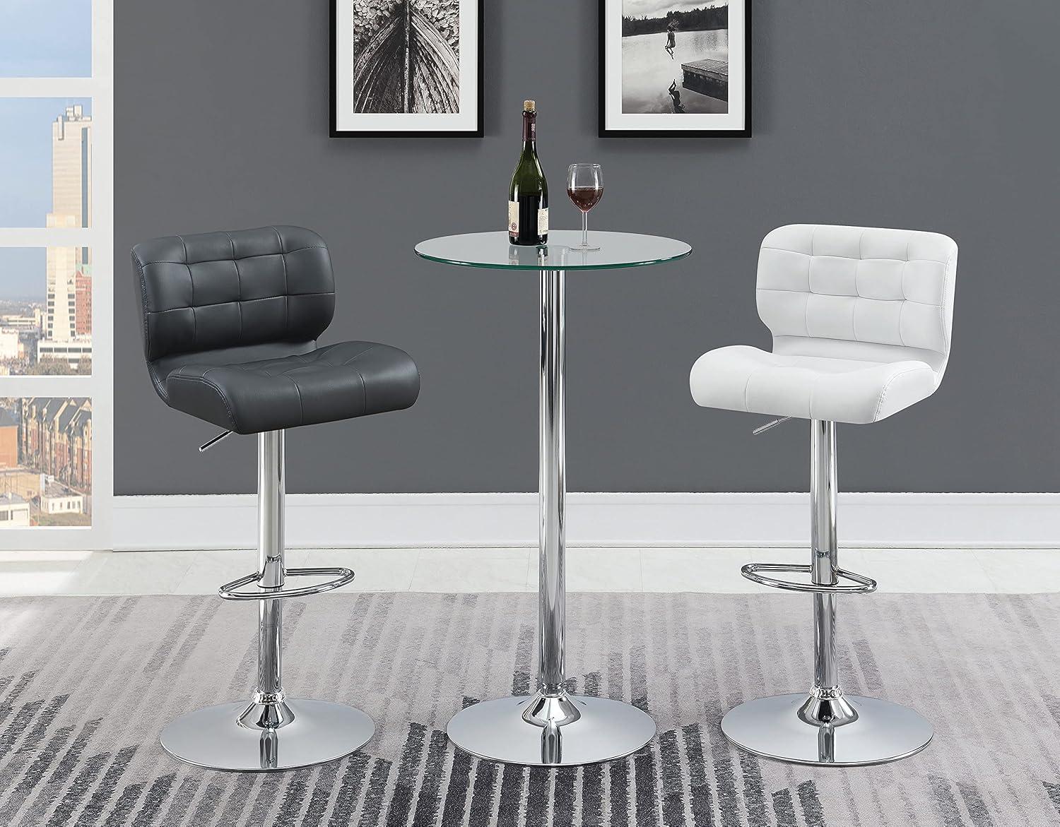 Round Glass Top Chrome Bar Height Table