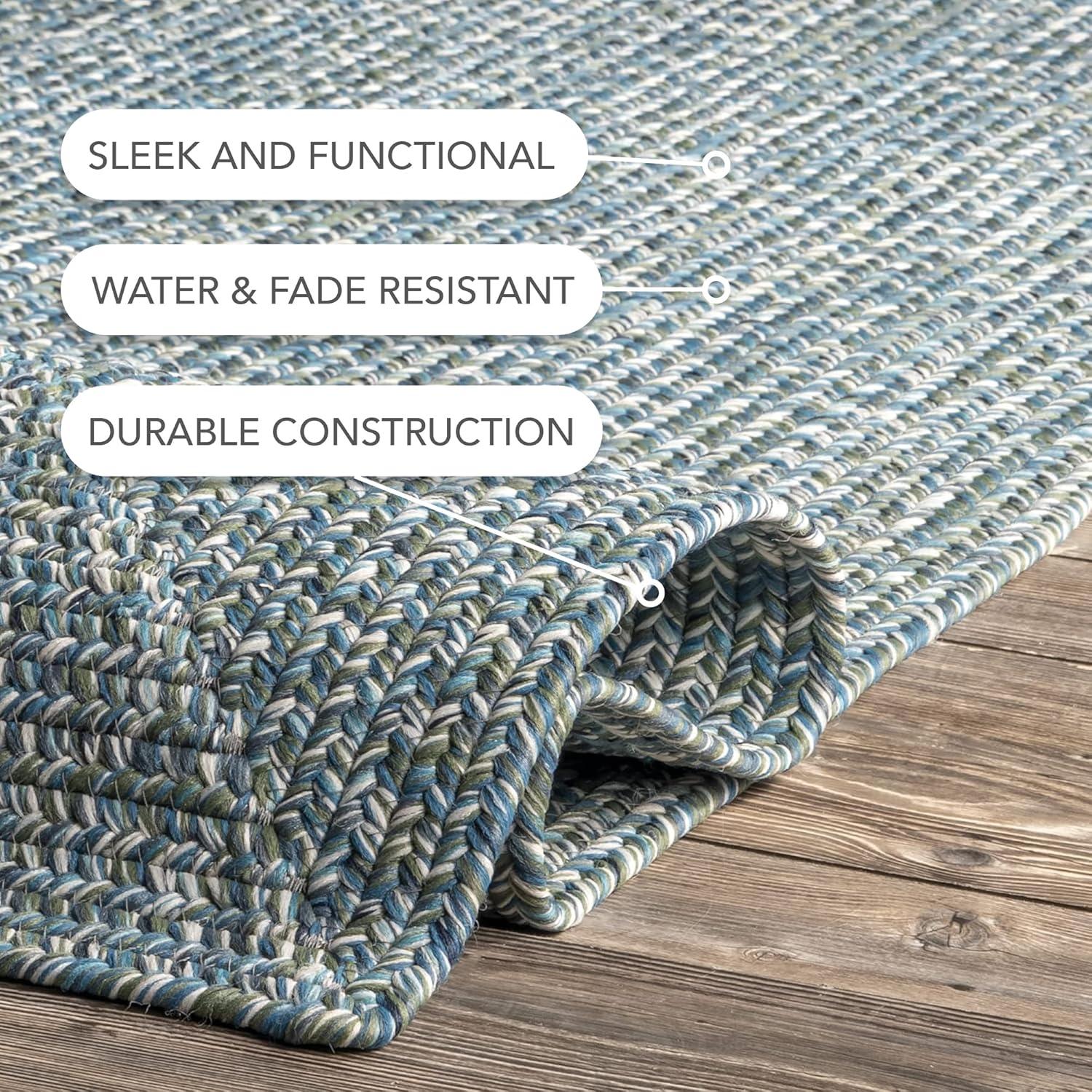 nuLOOM Wynn Braided Indoor/Outdoor Aqua 2' 6" x 8' Casual Runner Rug