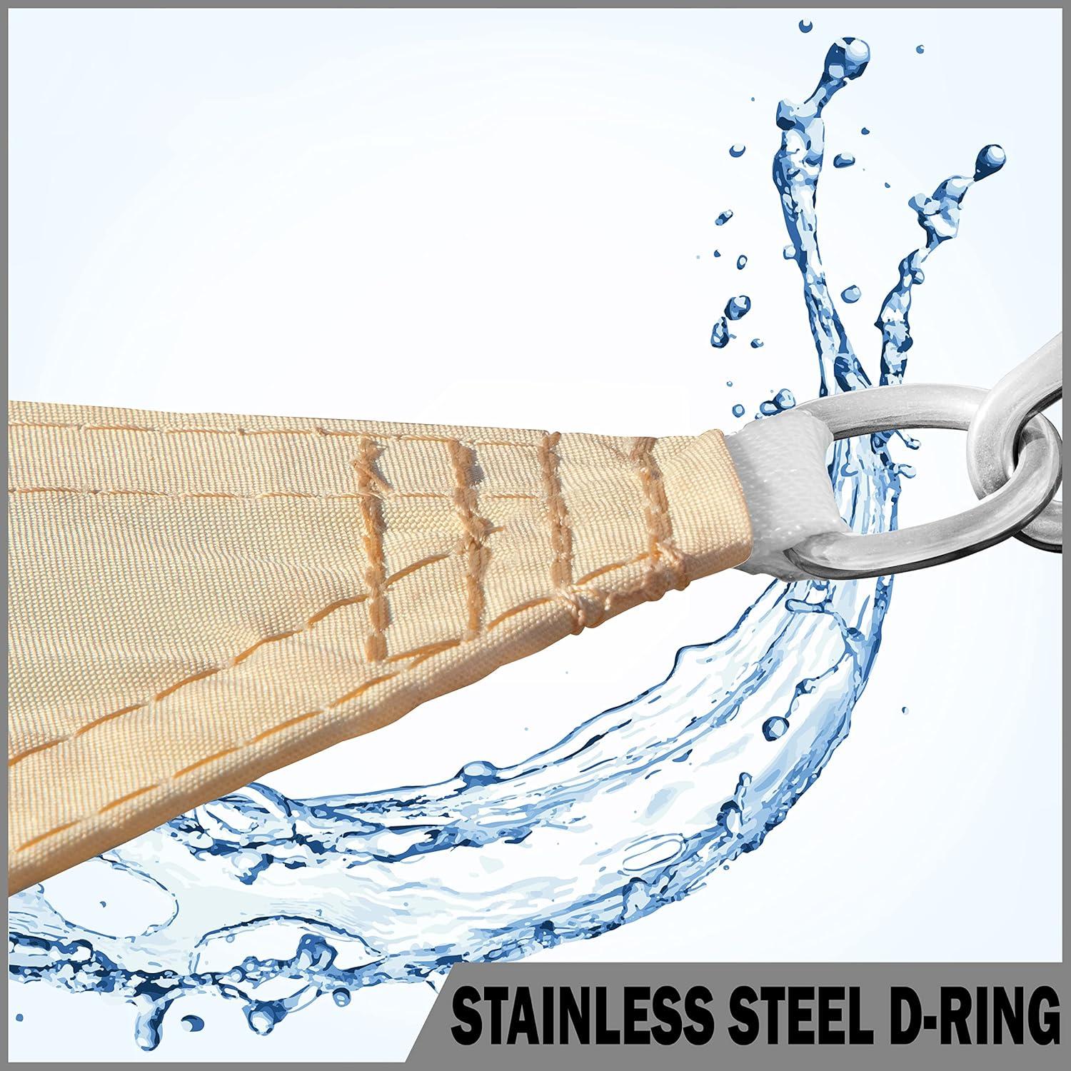 Beige Waterproof 7x12 Rectangle Shade Sail for Patio