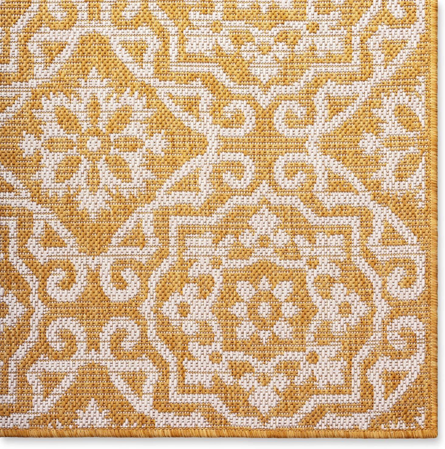 Nicole Miller New York Patio Country Danica Geometric Indoor/Outdoor Area Rug, Yellow/White