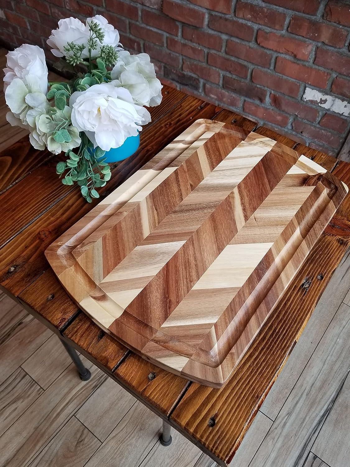 18" x 12" Acacia Herringbone Cutting Board - Lipper International