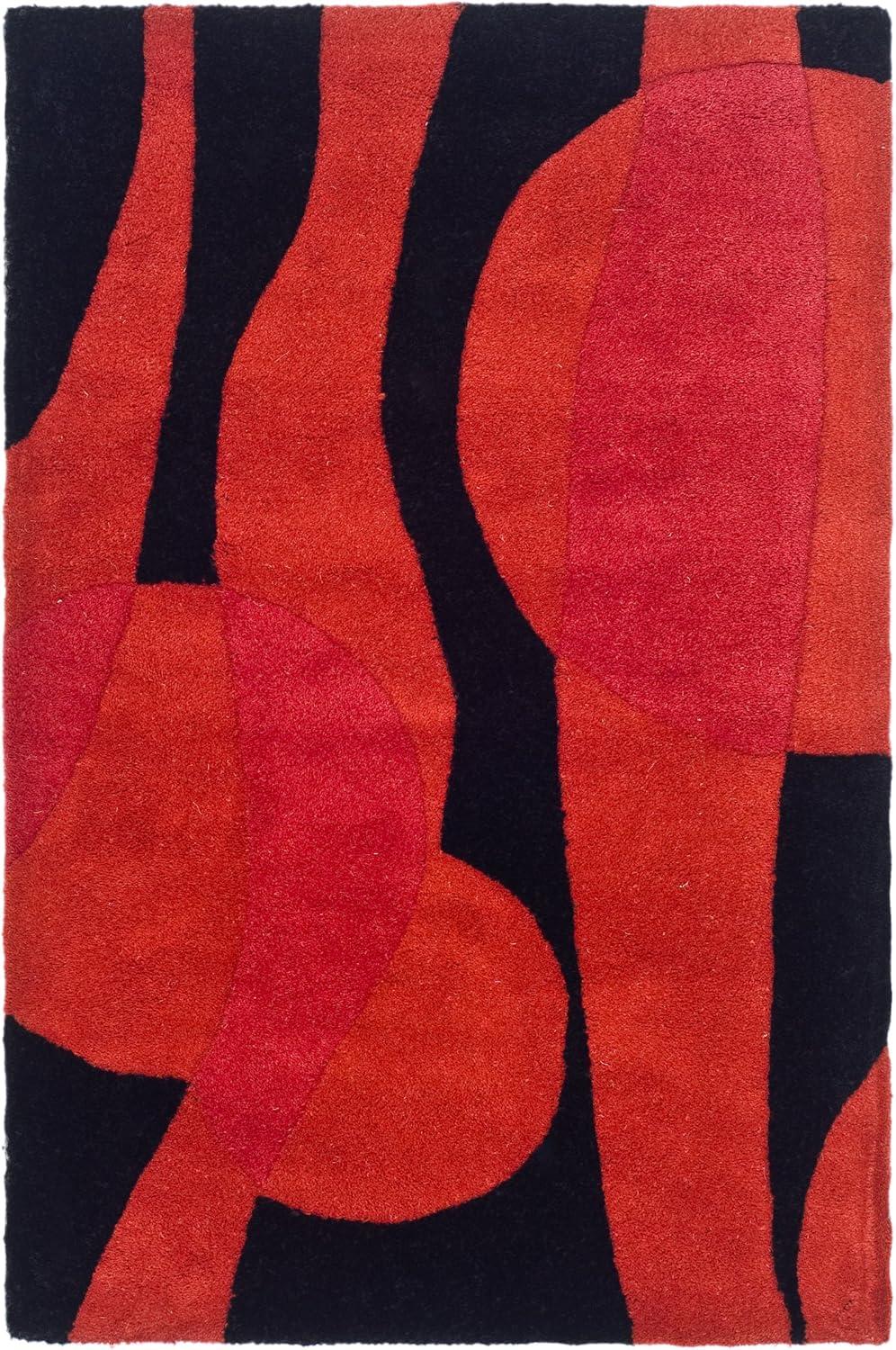 SAFAVIEH Soho Josie Abstract Wool Area Rug, Black/Red, 2' x 3'