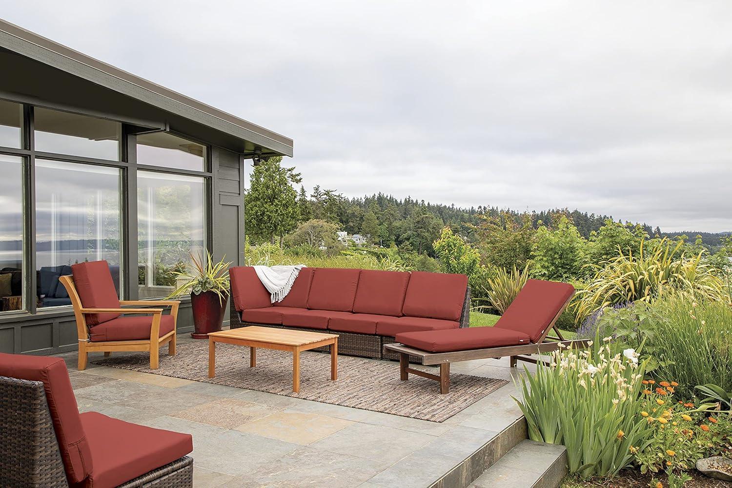 Classic Accessories Ravenna Water-Resistant 17 x 15 x 2 Inch Rectangle Outdoor Seat Cushion Slip Cover, Patio Furniture Chair Cushion Cover, Spice