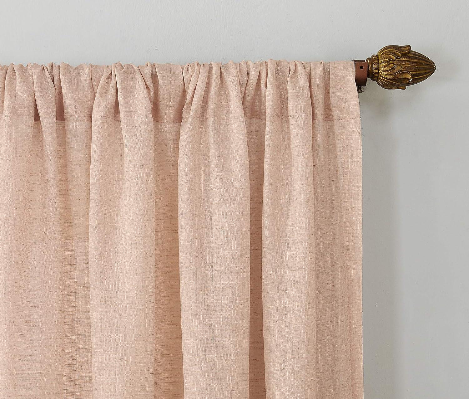 54"x63" No. 918 Light Filtering Semi-Sheer Amalfi Rod Pocket Curtain Panel Blush: Linen Sheer Curtain Panels, Modern Decor