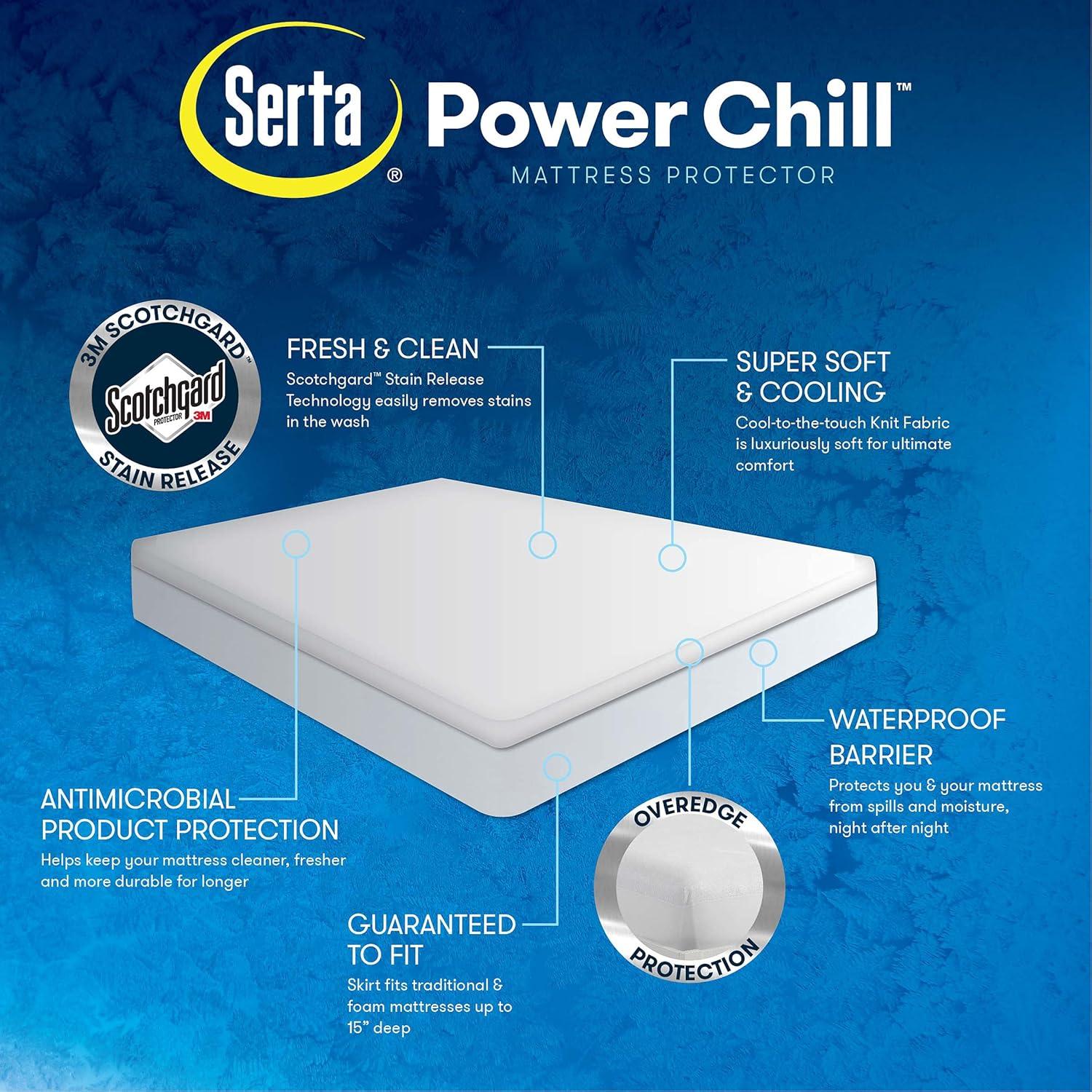 Serta Power Chill Waterproof Fitted Mattress Protector