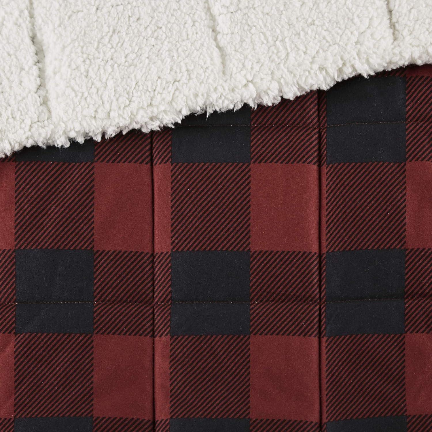 Cozy Cabin Oversized Sherpa Reversible Throw Blanket 50x70 in Red Plaid