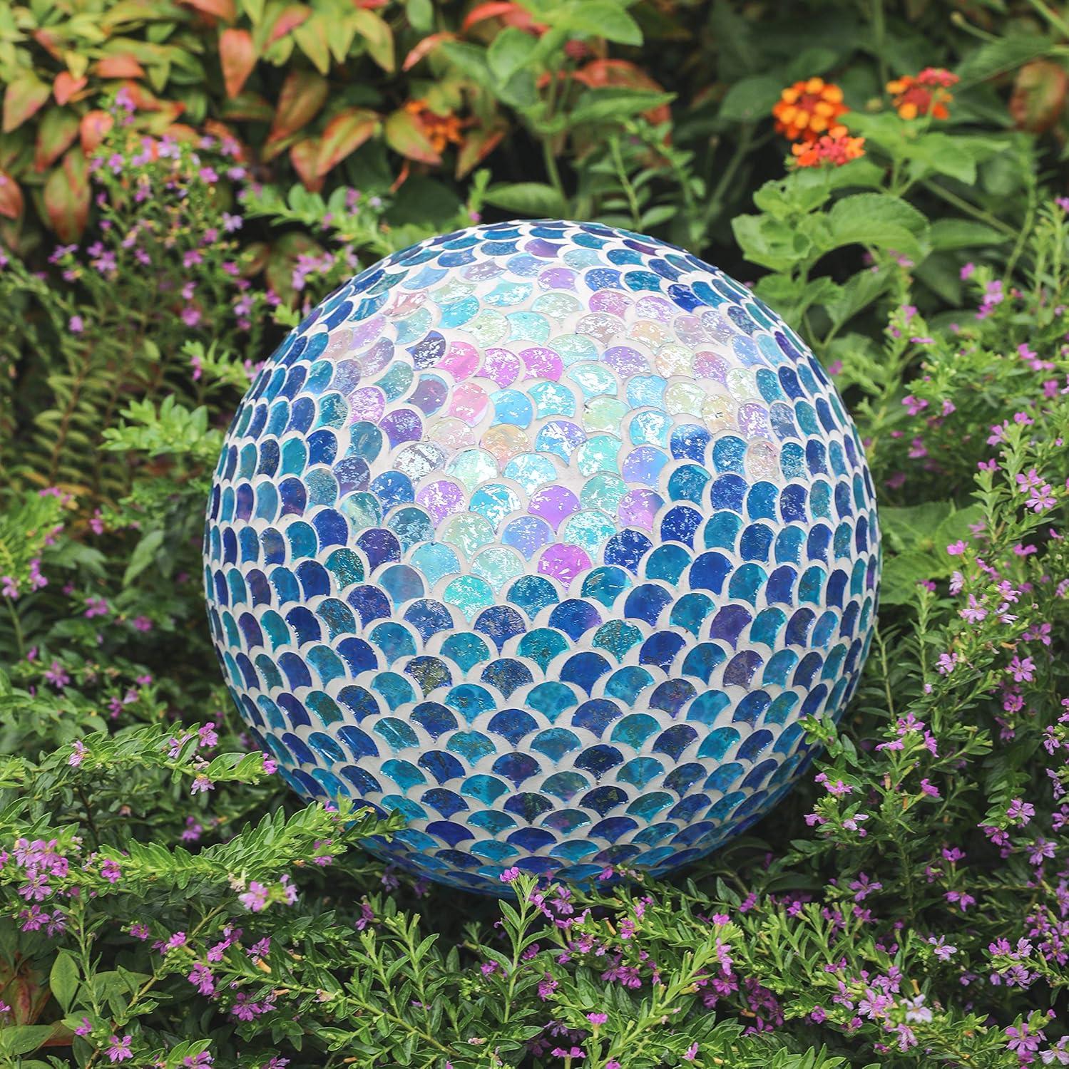 Whole Housewares | 10 Inch Mosaic Colorful Gazing Balliridescent Crackled Glass