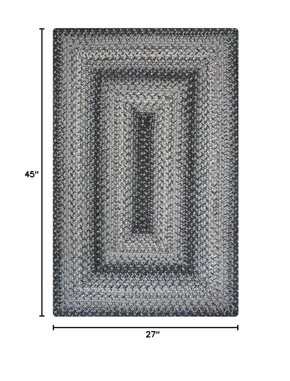 Homespice Flint Hill Gray Rectangular Braided Rugs 27x45 Small Kitchen Rug for a Rustic Charm