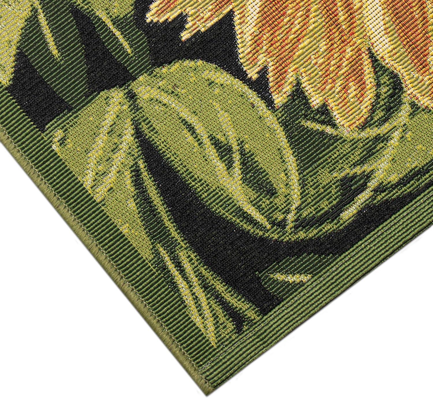 Liora Manne Marina Sunflowers Indoor/Outdoor Rug Black 3'3" x 4'11"