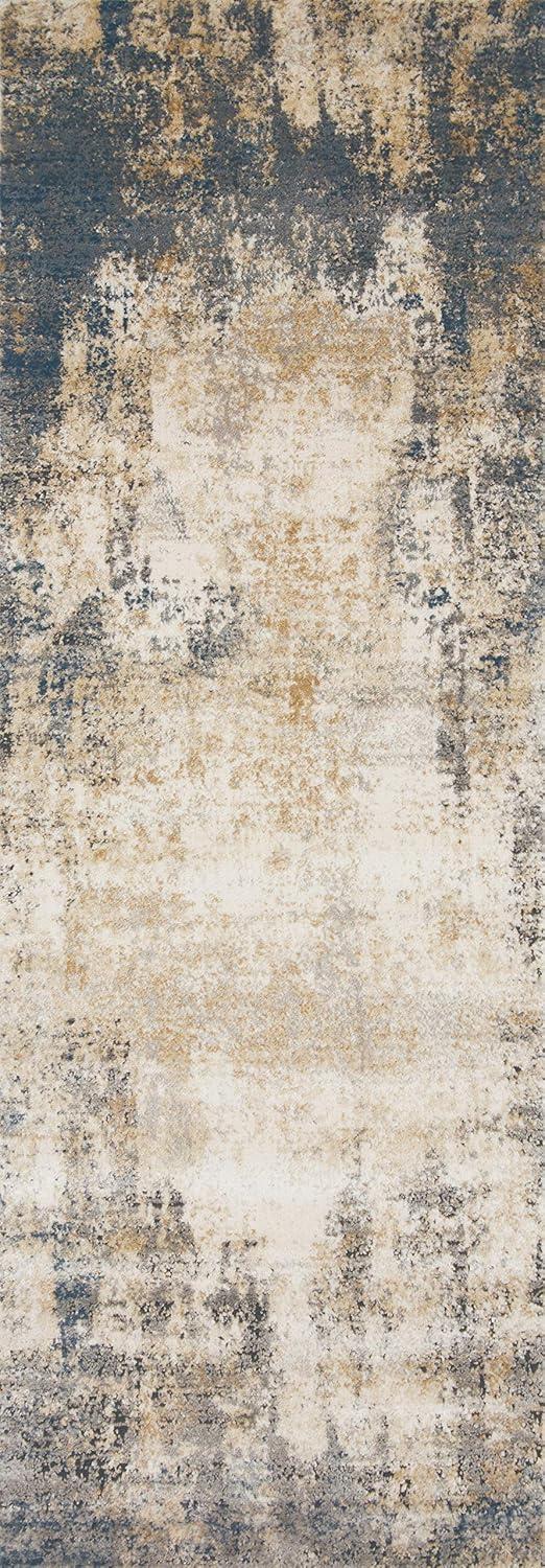 Ivory and Mist Rectangular Synthetic Reversible Accent Rug