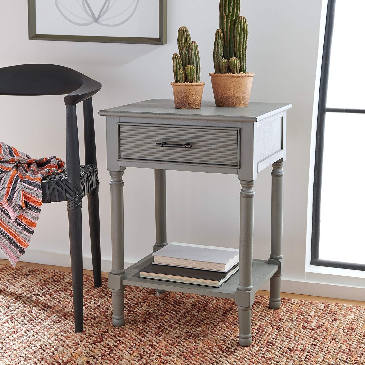 Ryder 1 Drawer Accent Table - Distressed Grey - Safavieh