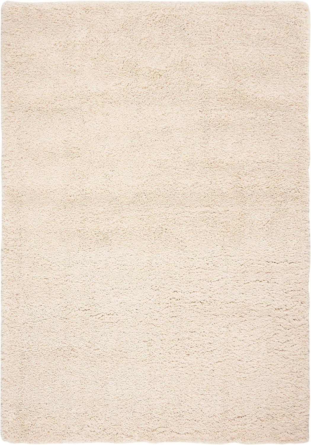 Plush Solid Cream Shag 2'3" x 4' Synthetic Area Rug