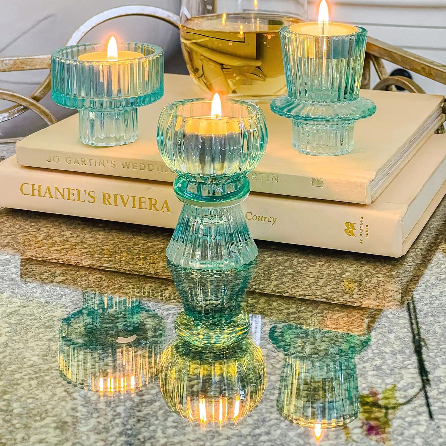 Kate Aspen Dual Sided Ribbed Candlestick/Tealight Holders- Set of 6