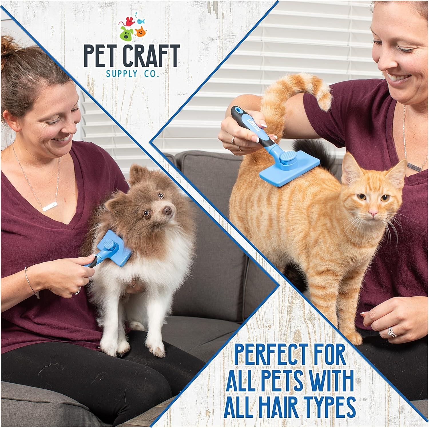 Blue Self-Cleaning Slicker Brush for Dogs and Cats