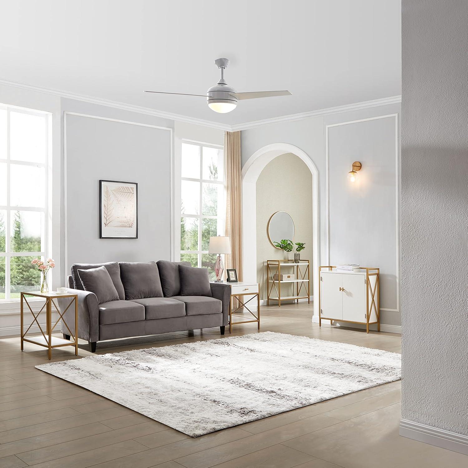 Leick Home Claudette Mixed Metal and Wood 1-Drawer End Table with Shelf, White/Gold