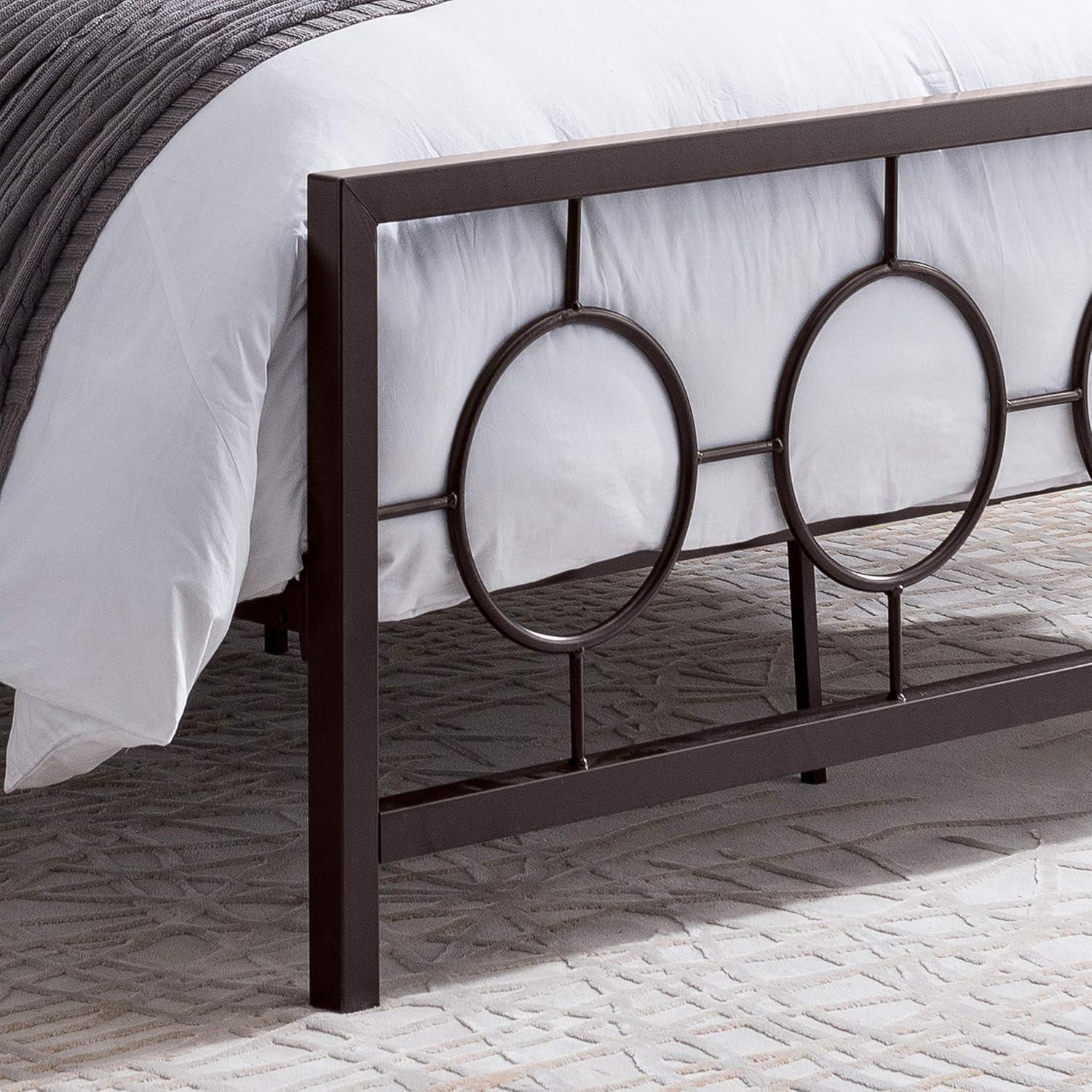 Hammered Copper Queen Metal Platform Bed Frame with Headboard