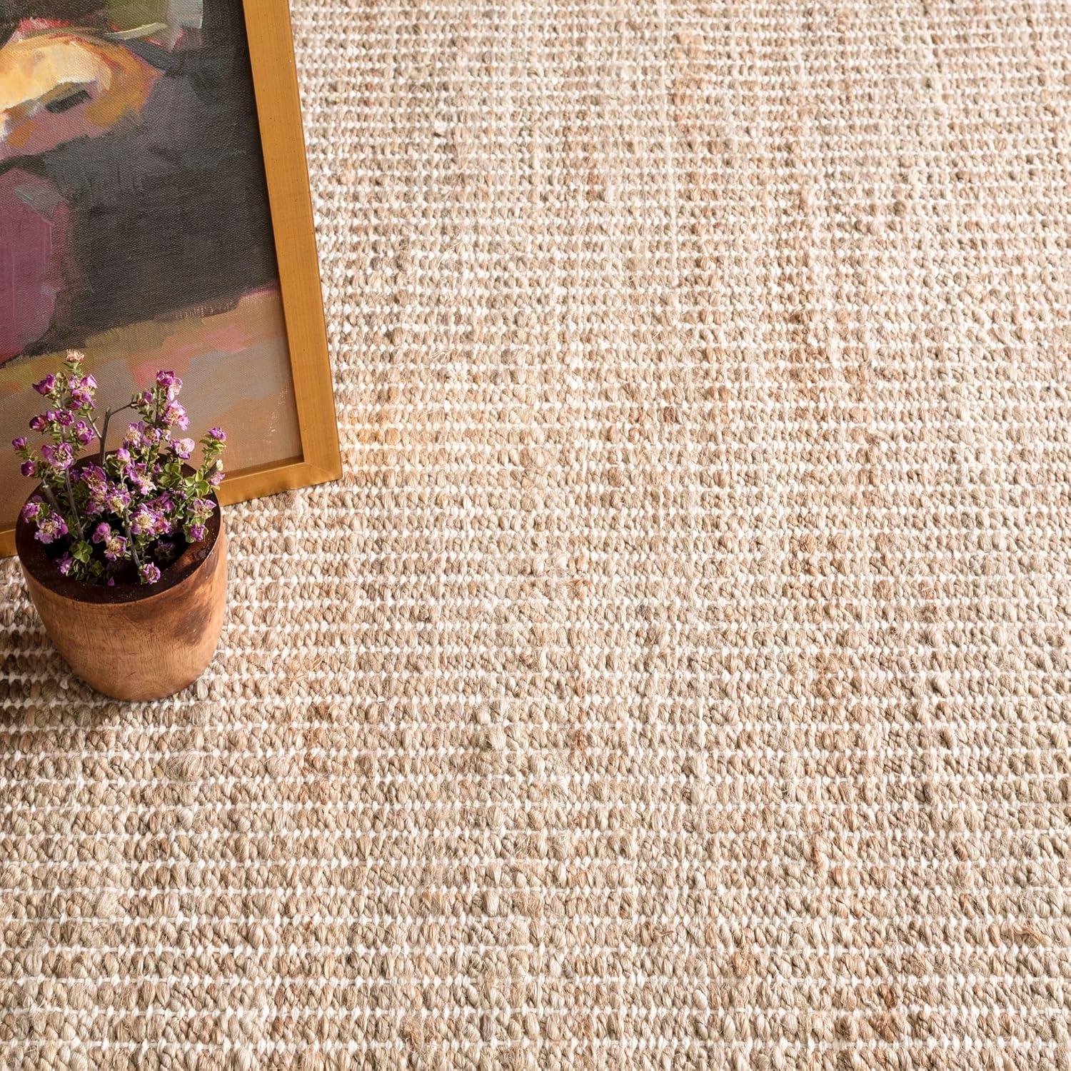Gridwork Ivory Handwoven Jute Rug