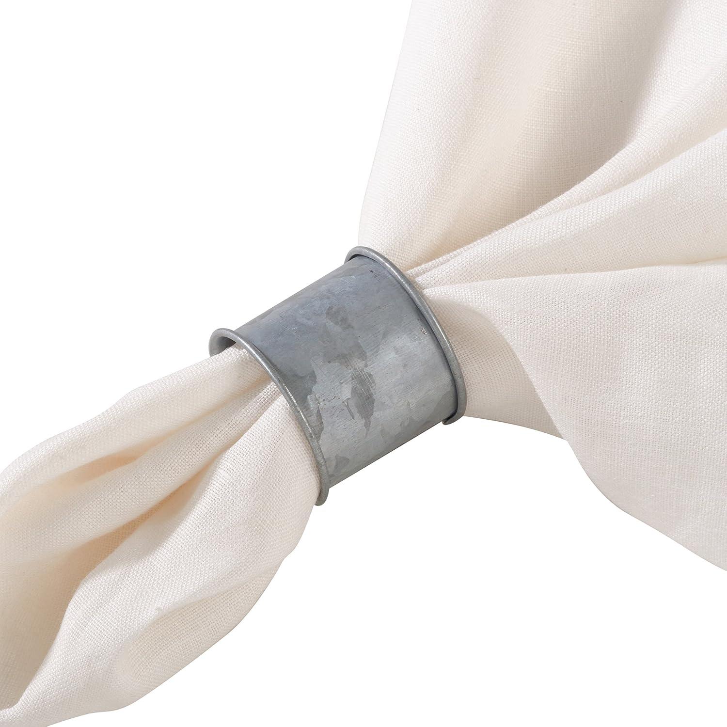 Saro Lifestyle Silver Galvanized Design Industrial Style Metal Napkin Ring Set of 4