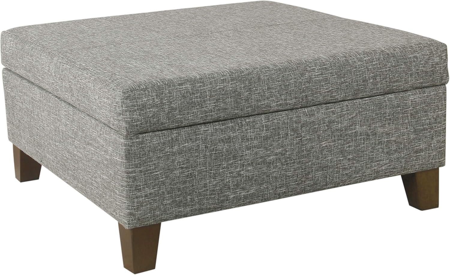 32" Luxury Square Storage Ottoman Slate Gray - HomePop: Textured Fabric, Hinged Lid, Wood Legs, Easy Assembly