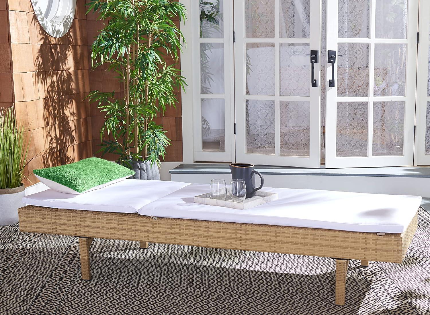 Cam Sunlounger - Outdoor - PAT7501 - Natural/White -Safavieh