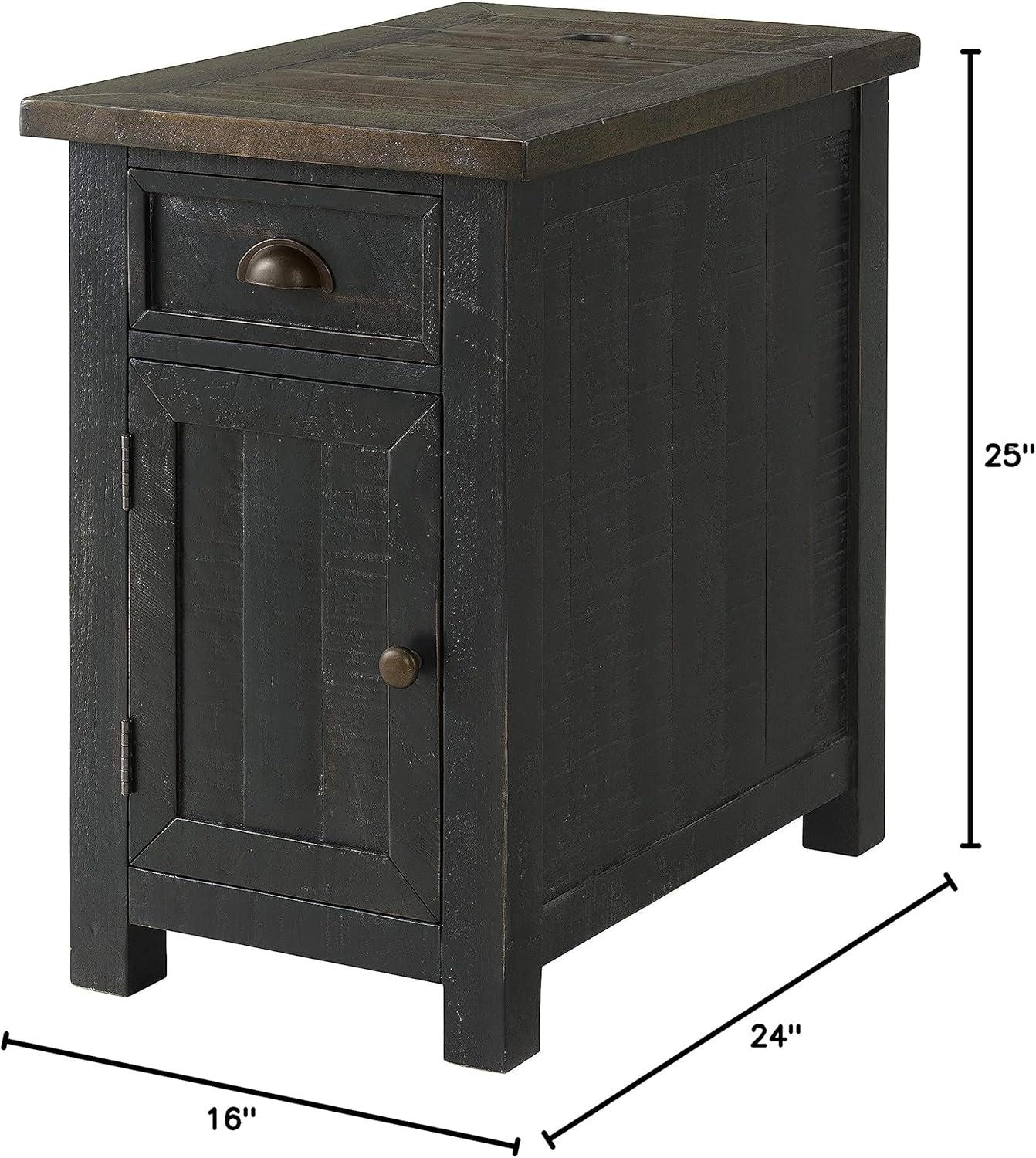 Martin Svensson Home Monterey Chairside Table with Power, Cream White and Brown