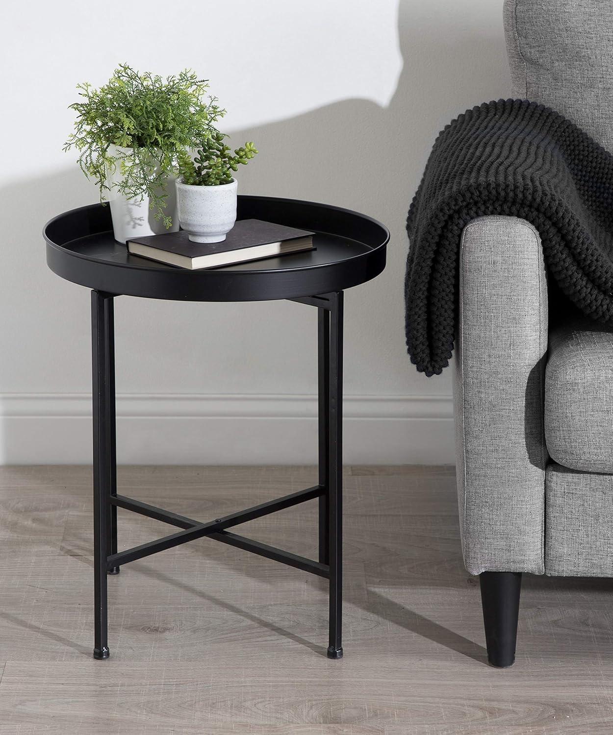Kate and Laurel Celia Round Metal Side Table, 18.25x18.25x22, Silver