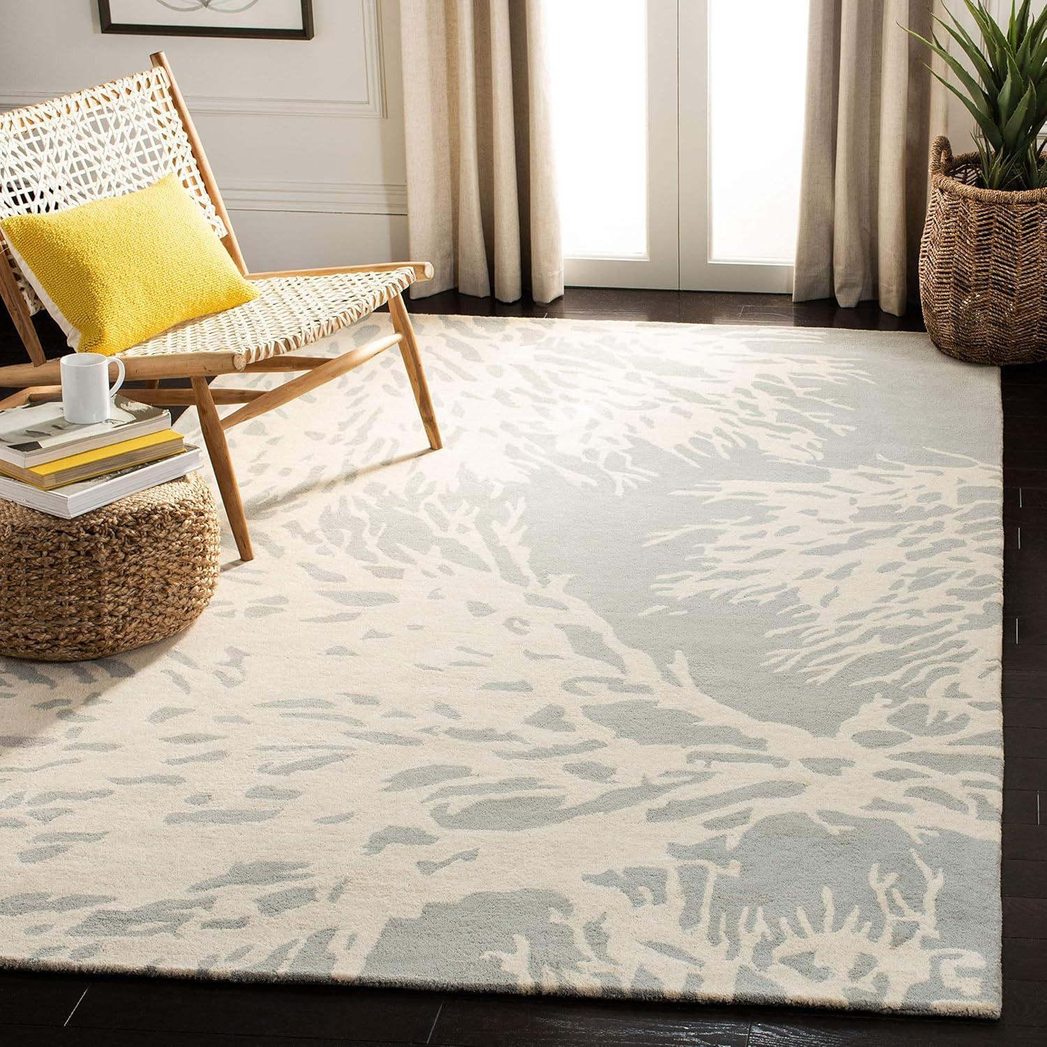 Bella BEL115 Hand Tufted Area Rug - Grey/Ivory - 7'x7' - Safavieh.