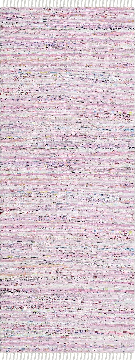 Rag Rug RAR125 Hand Woven Indoor Runner Rug - Light Pink/Multi - 2'3"x6' - Safavieh.