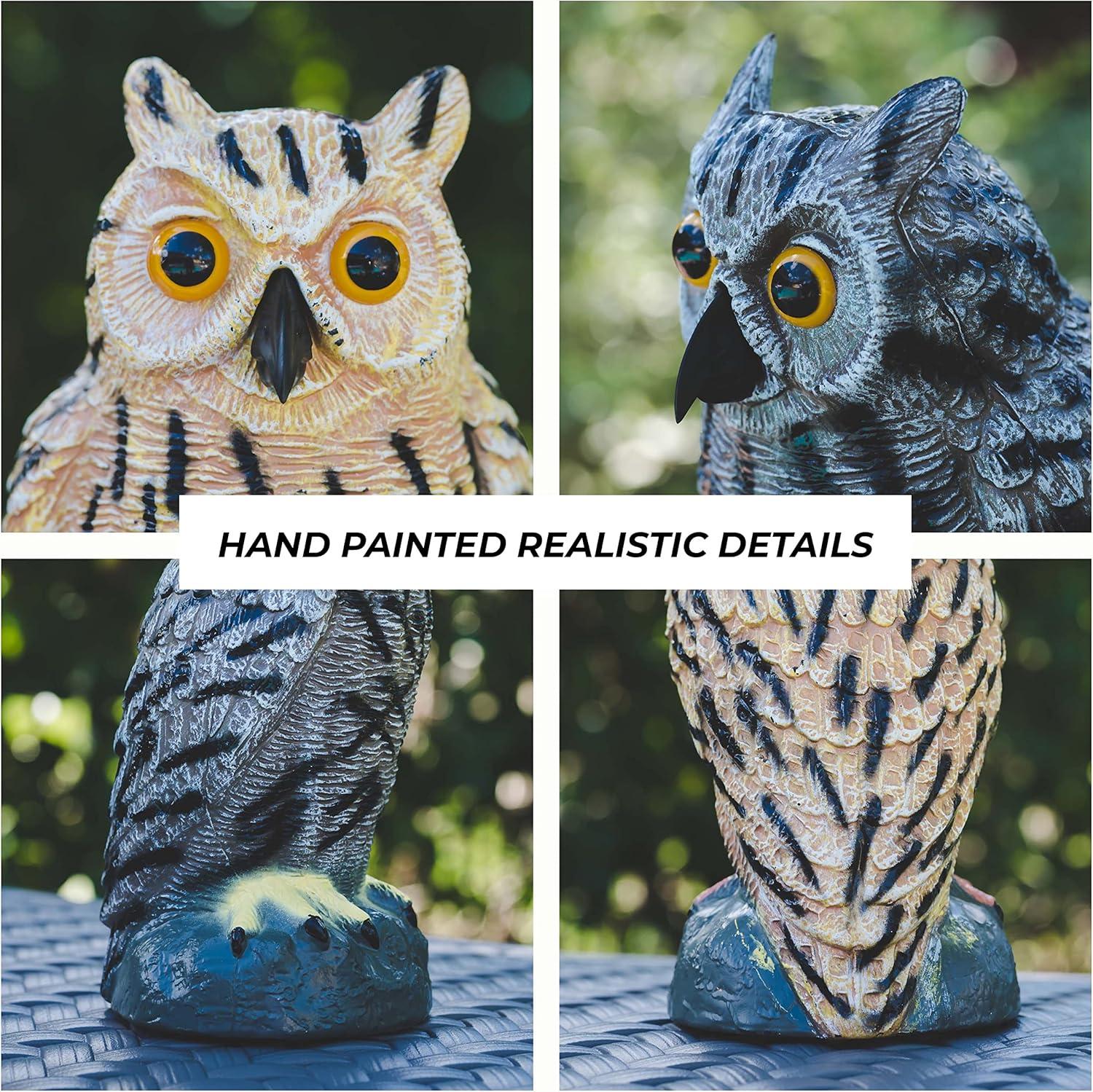 2Pack Fake Owl Decoy to Keep Birds Away Garden Decoration Bird Scare Devices for Garden Outdoor Yard