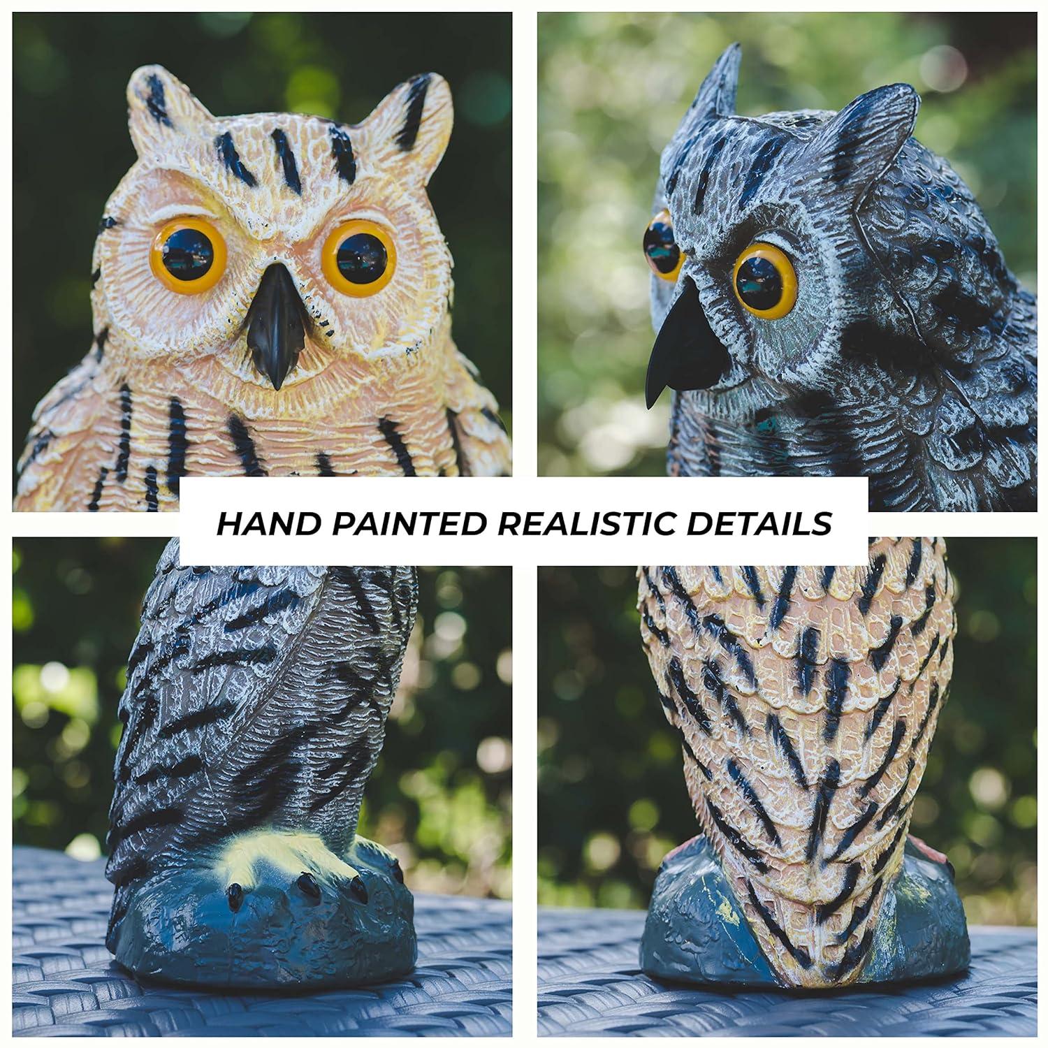 2Pack Fake Owl Decoy to Keep Birds Away Garden Decoration Bird Scare Devices for Garden Outdoor Yard