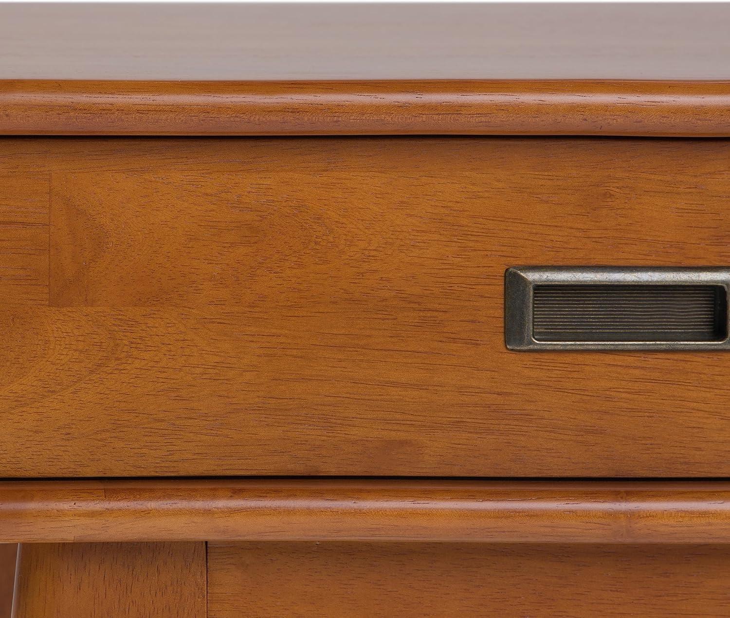 Draper Teak Brown Solid Hardwood End Table with Drawer