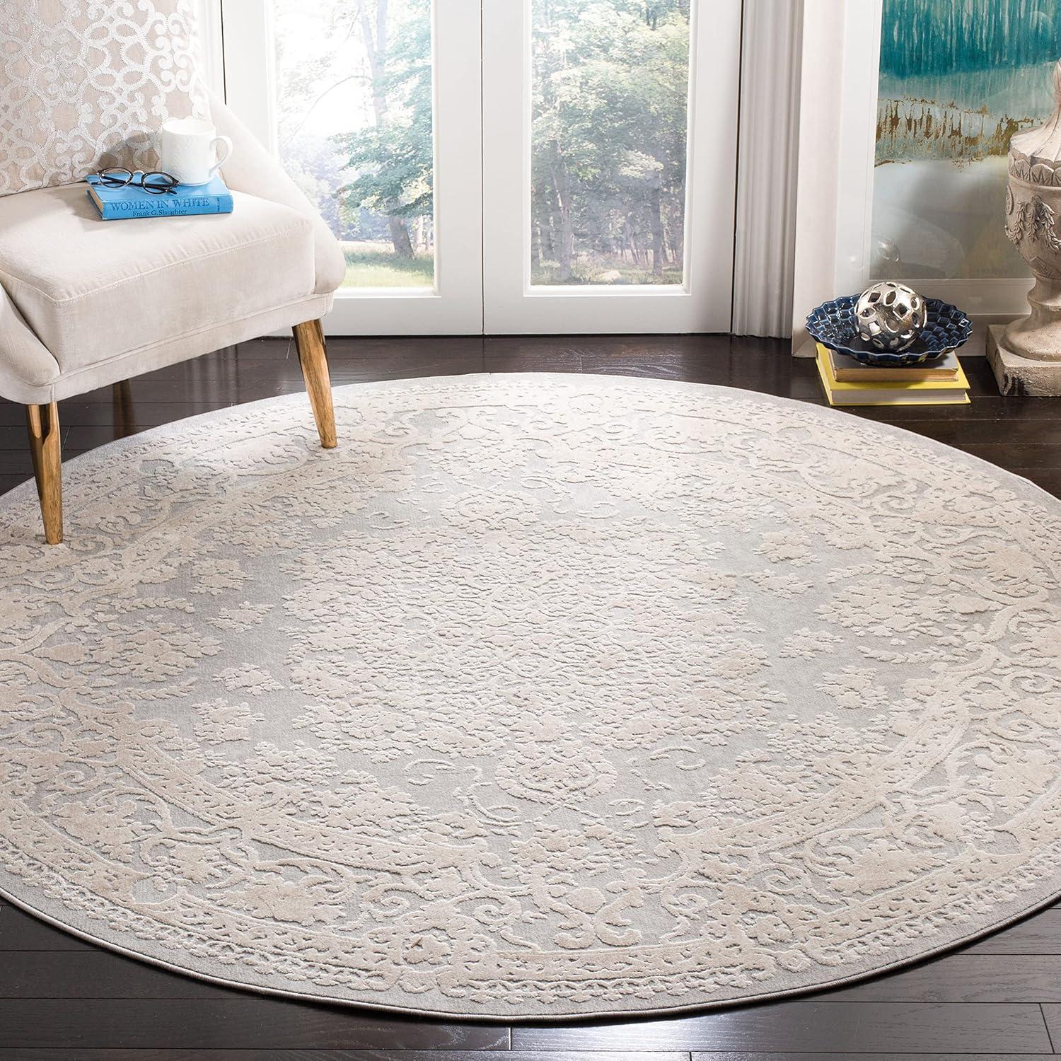 Reflection RFT664 Power Loomed Indoor Area Rug - Light Grey/Cream - 6'7" round - Safavieh.