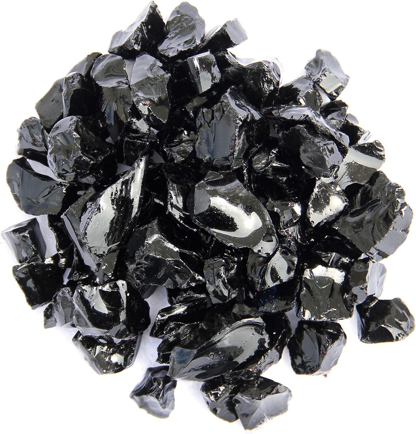 Modern Shimmering Black Recycled Fire Glass - 10 lbs