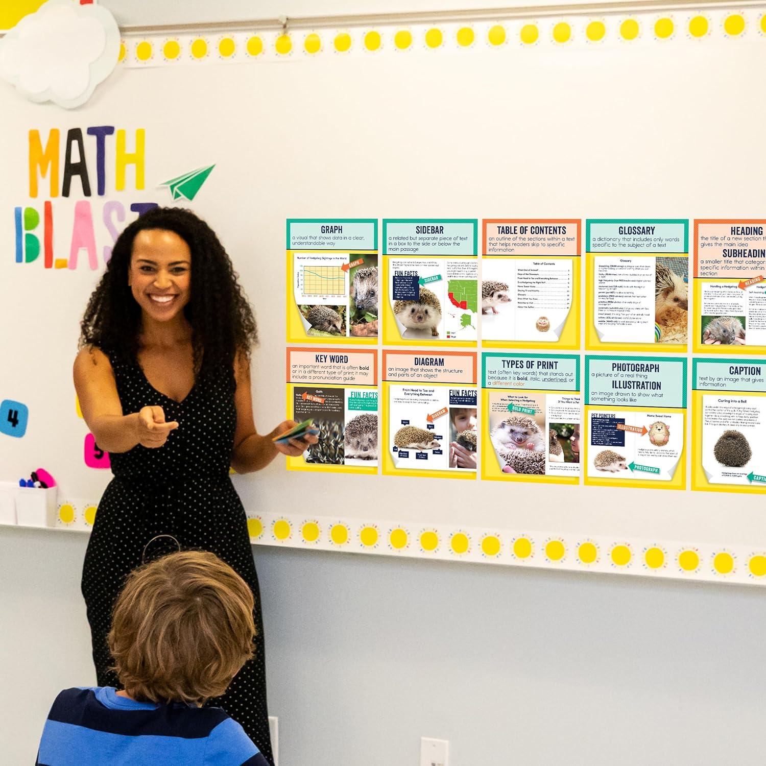 Carson Dellosa Mini Posters: Nonfiction Text Features Poster Set (14 mini posters) Grade 1-6