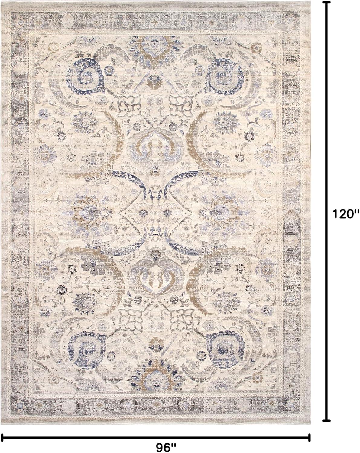 Pasargad Amadeus Power Loom Oriental Area Rug in Ivory/Gray