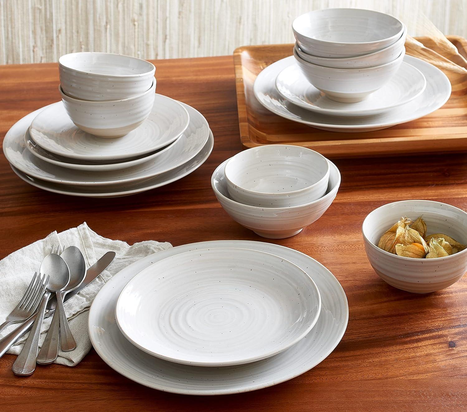 Sango Siterra 16-Piece Rustic White Stoneware Dinnerware Set - Service For 4, Plate & Bowl Set & Reviews | AllModern