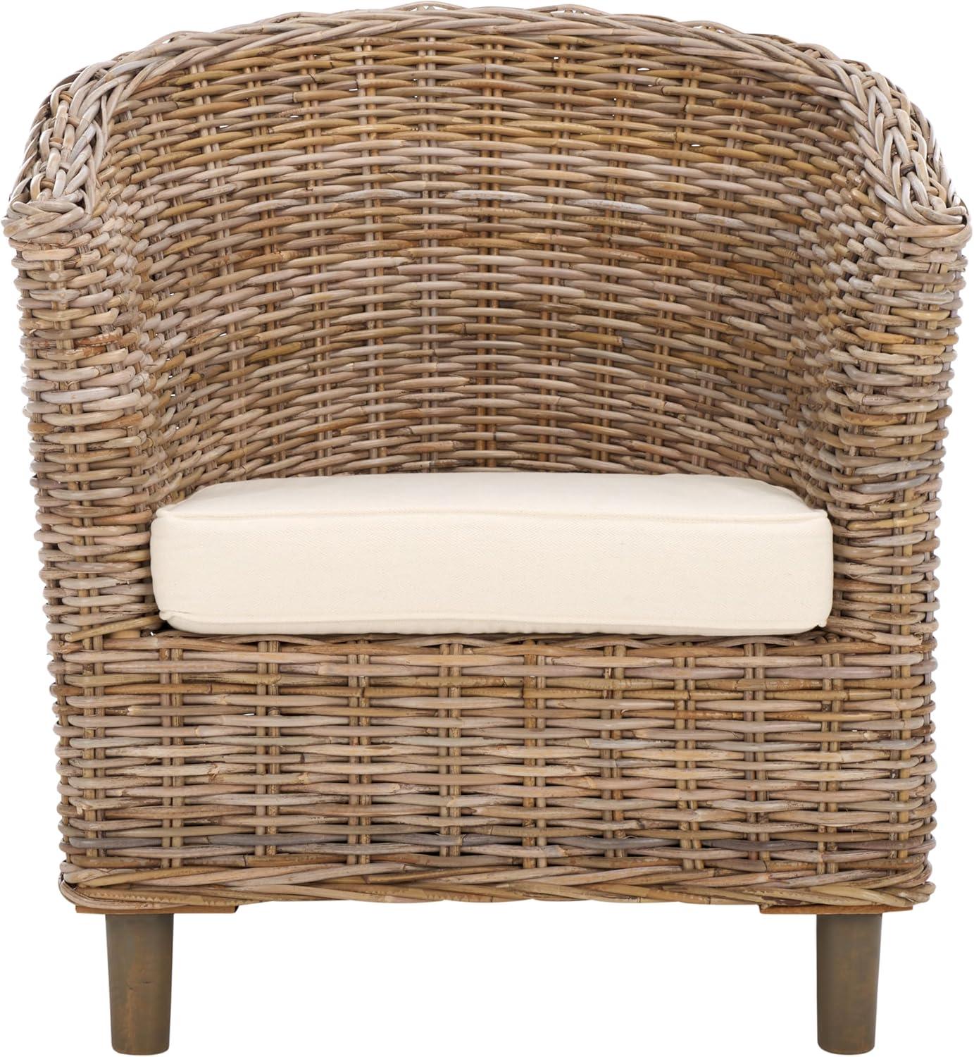 Omni Barrel Chair - FOX6501 - White/Natural Unfinished - Safavieh