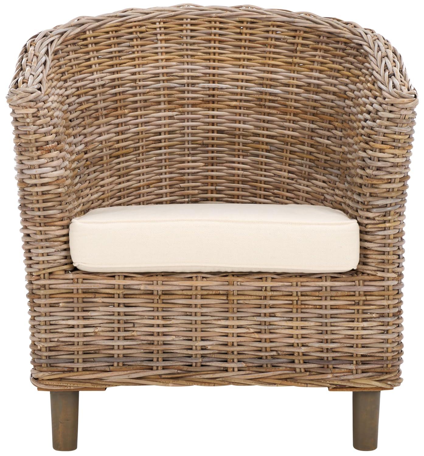 Omni Barrel Chair - FOX6501 - White/Natural Unfinished - Safavieh
