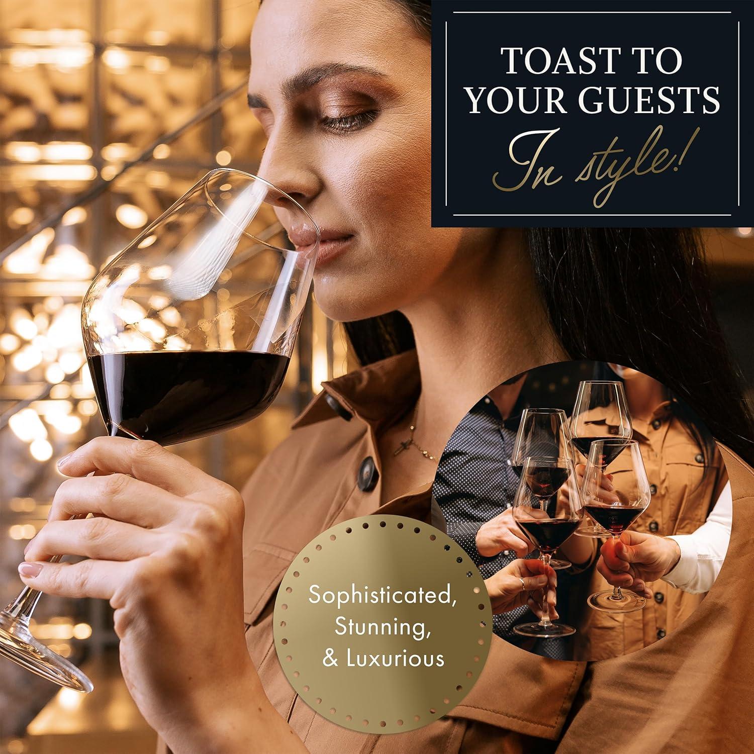 Elixir Premium Crystal Tulip Wine Glasses Set, 22 oz, Clear