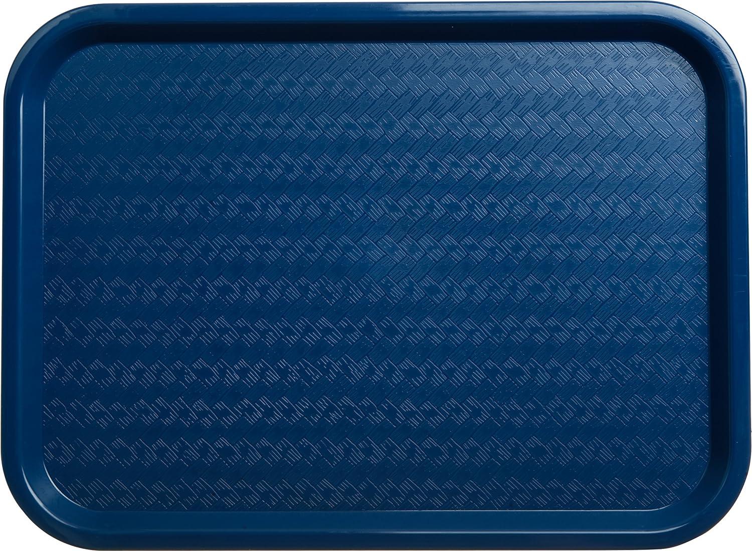 Blue Plastic 16" x 12" Cafeteria Tray with Basket Weave Surface