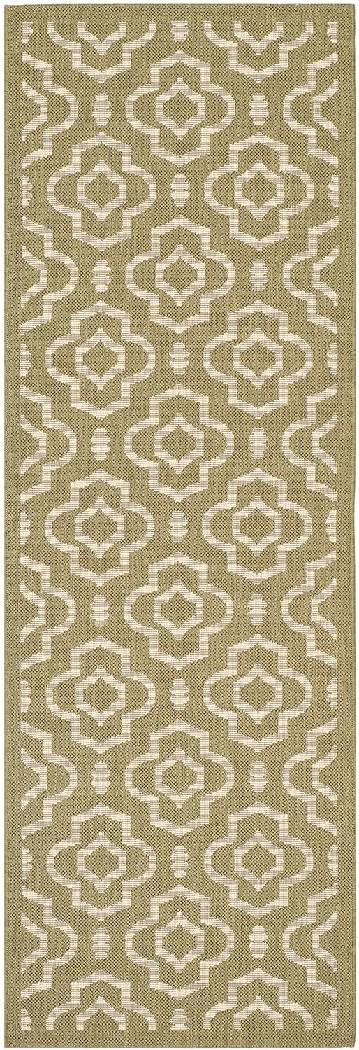 Courtyard CY6926 Power Loomed Indoor and Outdoor Runner Rug - Green/Beige - 2'3"x10' - Safavieh